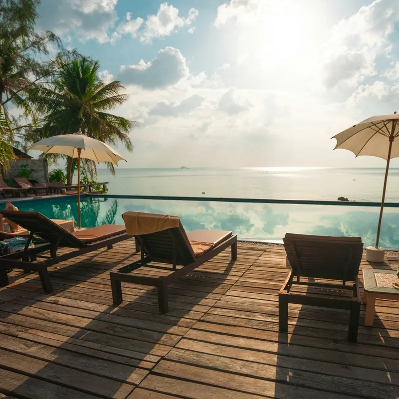 Ocean Suite balcony overlooking the coastline